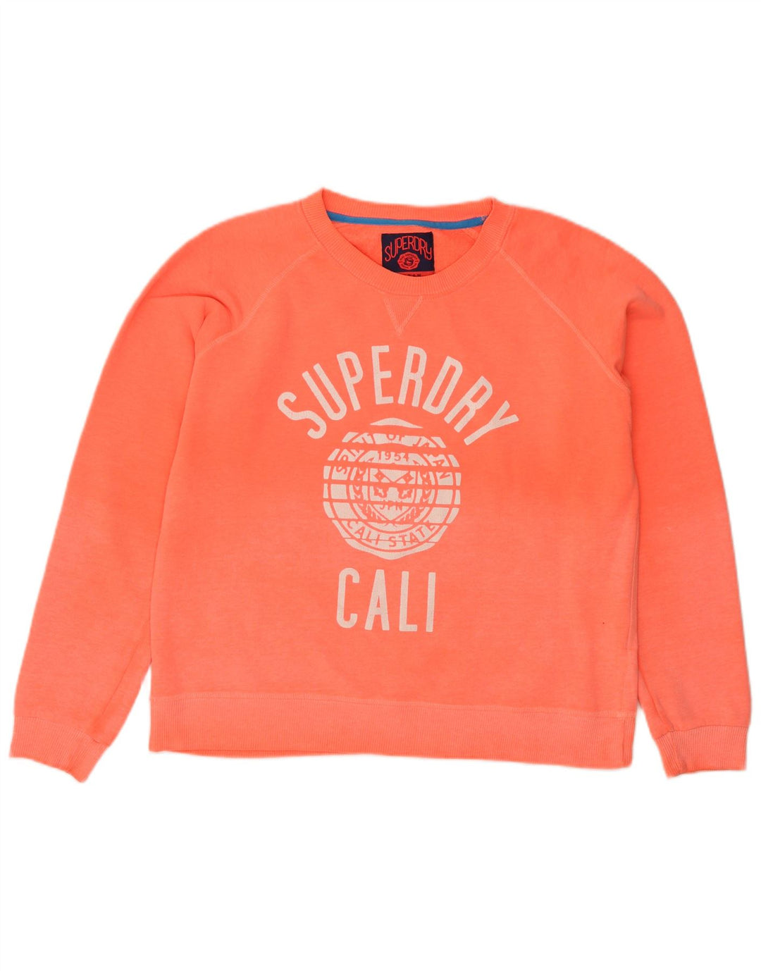 SUPERDRY Dame grafisk sweatshirt Jumper UK 16 Large Orange