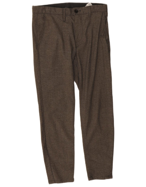 Zara Herre Crop Slim Chino Bukser EU 38 Small W30 L25 Grå Polyester