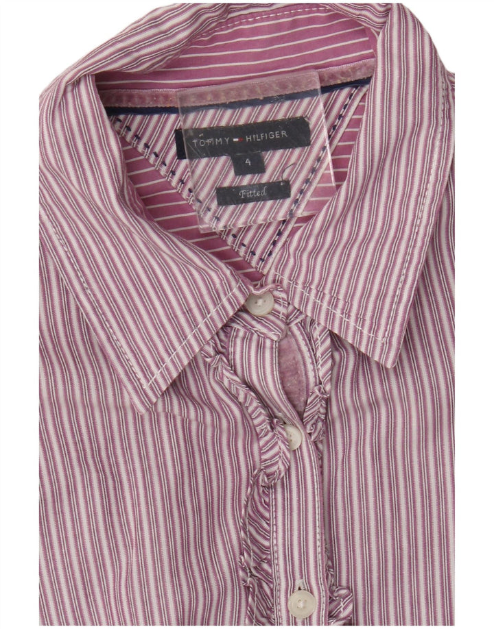 Tommy Hilfiger Dame Flæse Front skjorte US 4 Lille lilla stribet