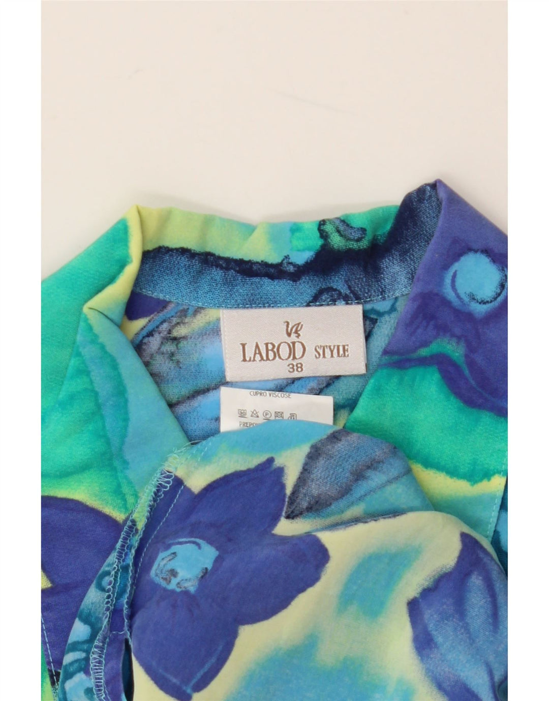 VINTAGE Kortærmet skjortebluse til kvinder EU 38 Medium Multicolored Floral