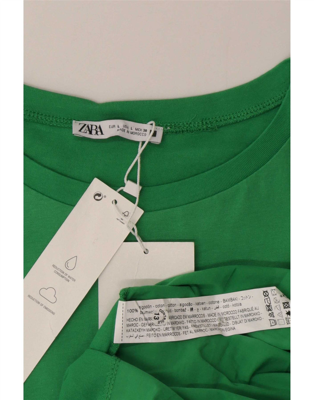 Zara Dame Bluse Top UK 16 Stor Grøn Bomuld