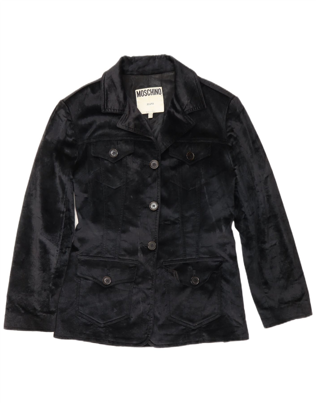 Moschino Dame Velvet Blazer Jacket UK 12 Medium Black