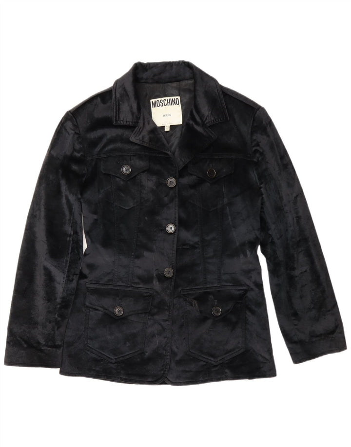 Moschino Dame Velvet Blazer Jacket UK 12 Medium Black