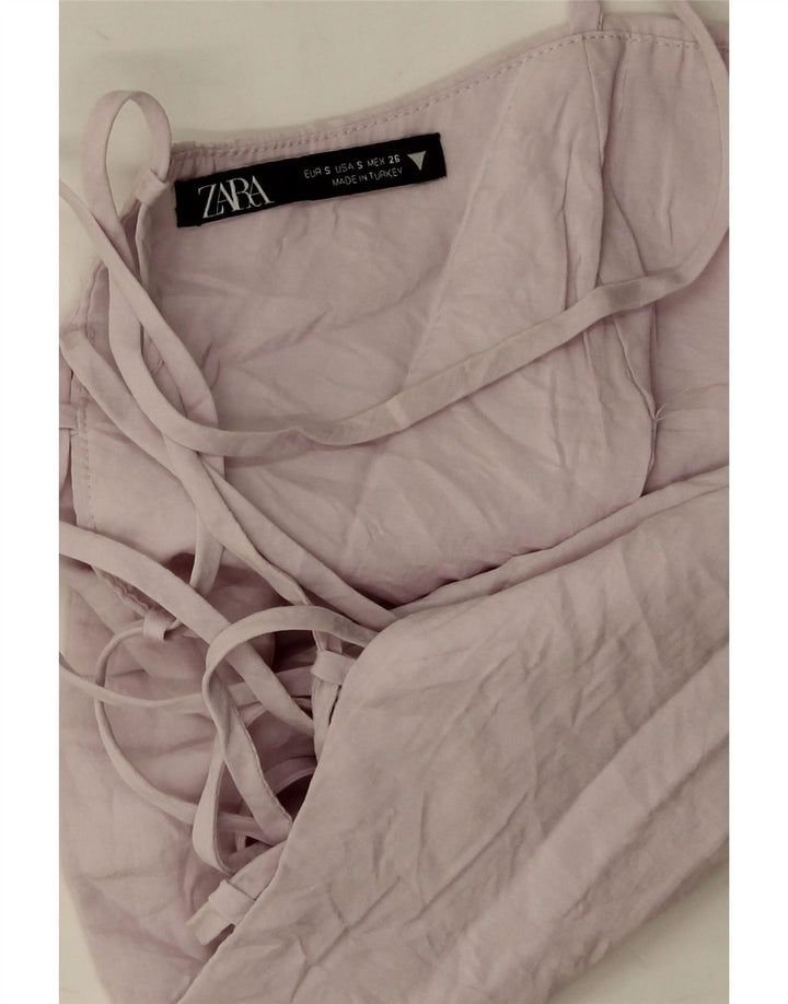 Zara Womens Crop Corset Top UK 8 Small Purple Modal