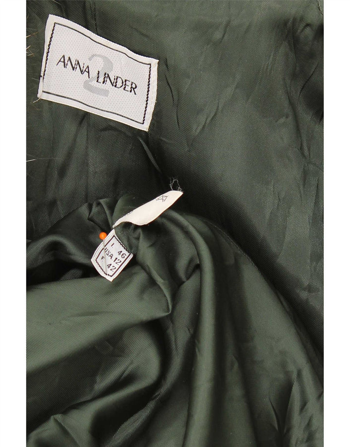 Anna Linder Dame Overfrakke IT 46 Stor Grøn Virgin Wool