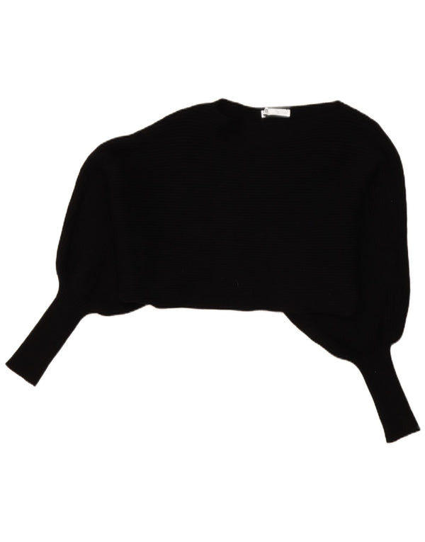 Zara Womens Oversized Crop Batwing Top Langærmet UK 14 Medium Black
