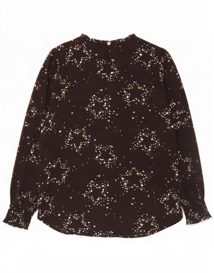 Marks & Spencer kvinders abstrakt mønster bluse Top UK 14 Large Black