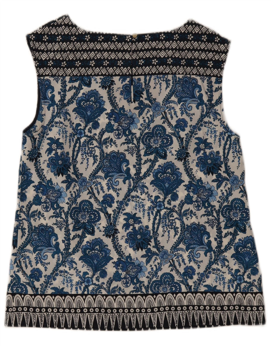 Oasis Dame ærmeløs bluse Top UK 12 Medium Blue Floral Polyester