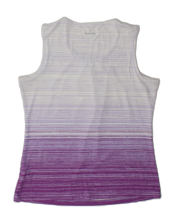 COLUMBIA Womens Vest Top UK 14 Medium Purple Striped Polyester Vintage Columbia and Second-Hand Columbia from Messina Hembry 