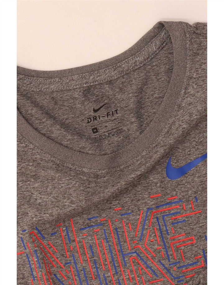 Nike Dame Dri Fit Grafisk T-Shirt Top UK 14 Medium Grå
