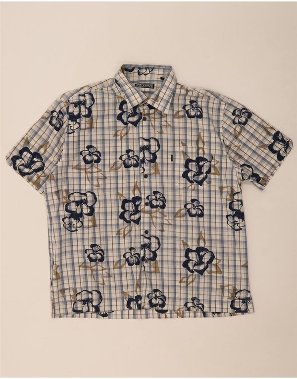 LERROS kortærmet herreskjorte XL blå ternet bomuld