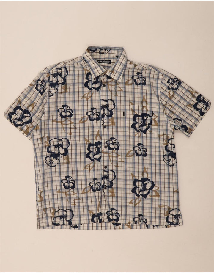 LERROS kortærmet herreskjorte XL blå ternet bomuld