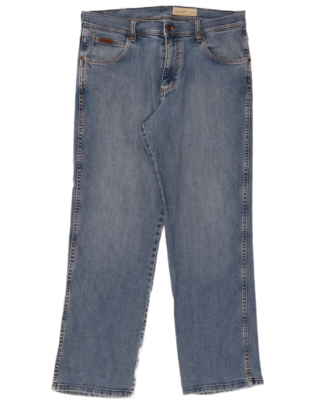 WRANGLER Herre Utah Straight Jeans W36 L30 Blå Bomuld