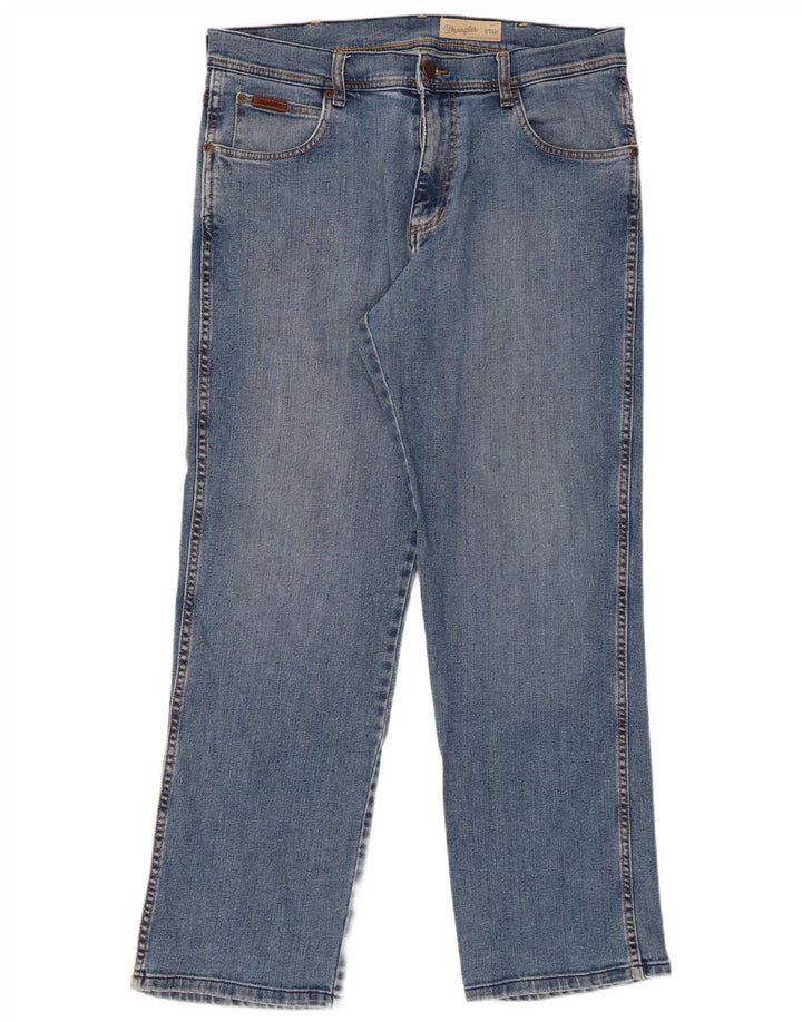 WRANGLER Herre Utah Straight Jeans W36 L30 Blå Bomuld