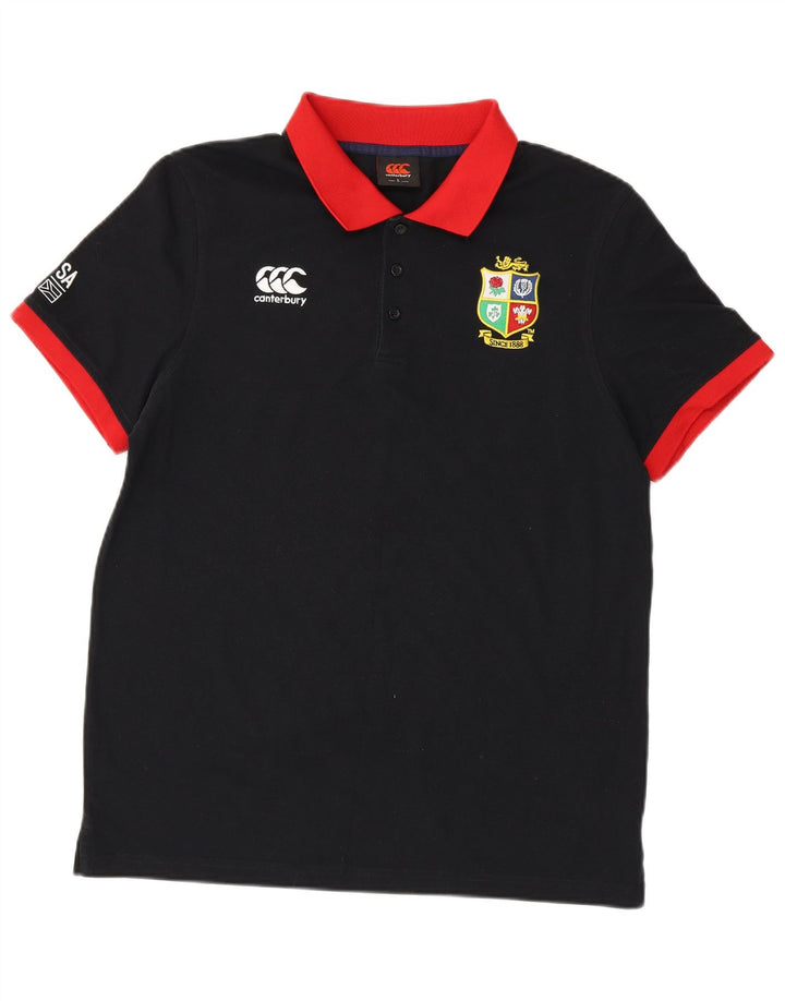 Canterbury grafisk poloshirt til mænd, stor sort colourblock polyester