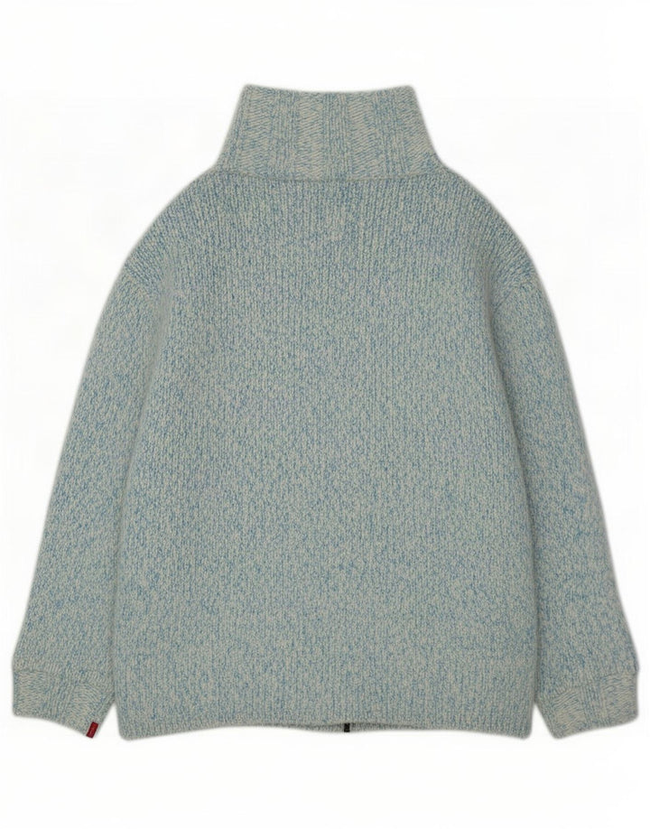 Levi's Womens Engineered Cardigan Sweater UK 14 Medium Blue Flecked Wool