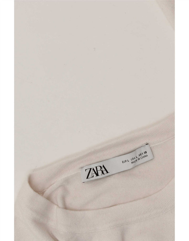 Zara Dame Jumper Sweater UK 14 Stor Hvid