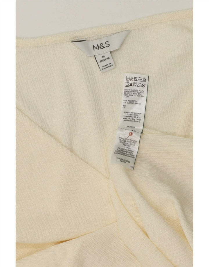 Marks & Spencer Dametop Langærmet UK 14 Medium Off White Polyester