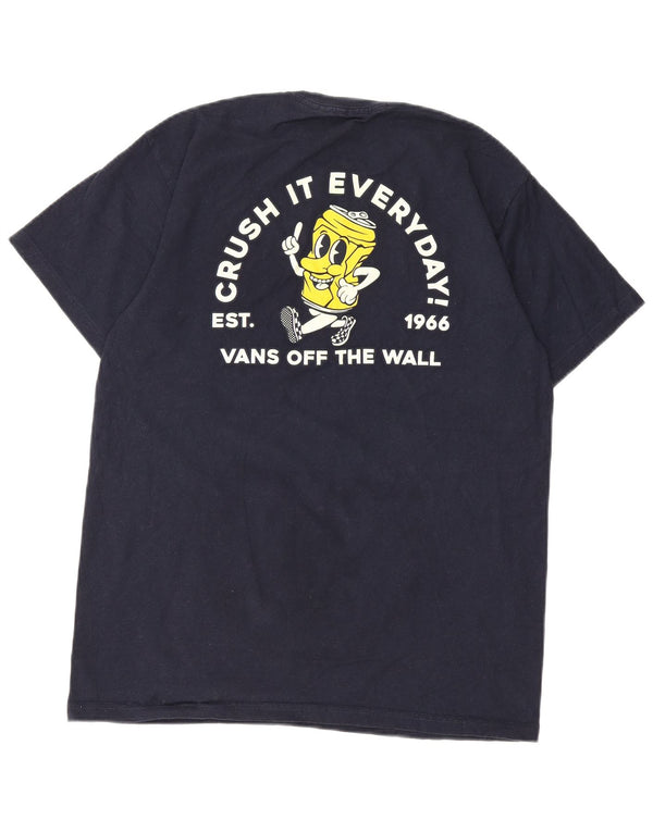 Vans Mens Classic Fit Graphic T-Shirt Top Medium Navy Blue Cotton