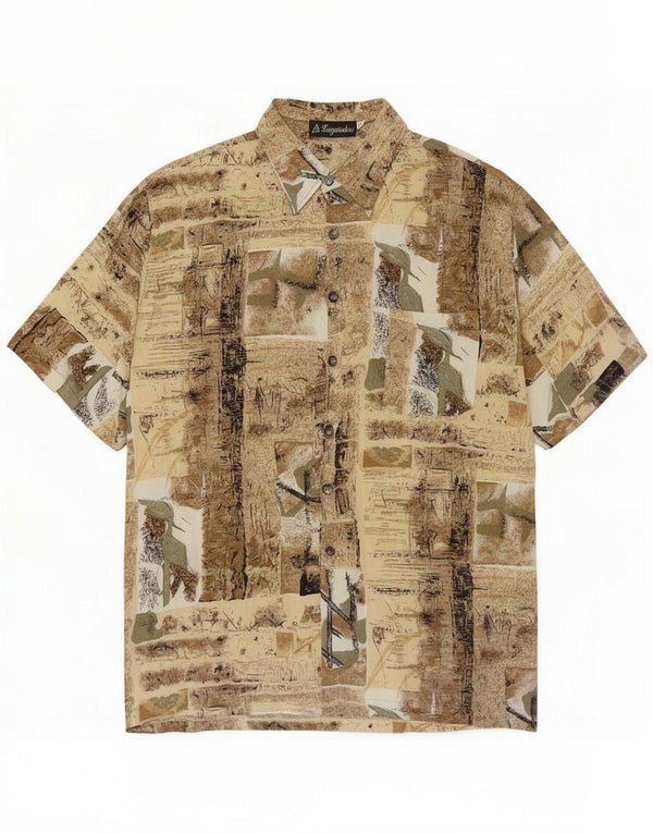 Vintage Kortærmet Herreskjorte 2XL Brun Bomuld