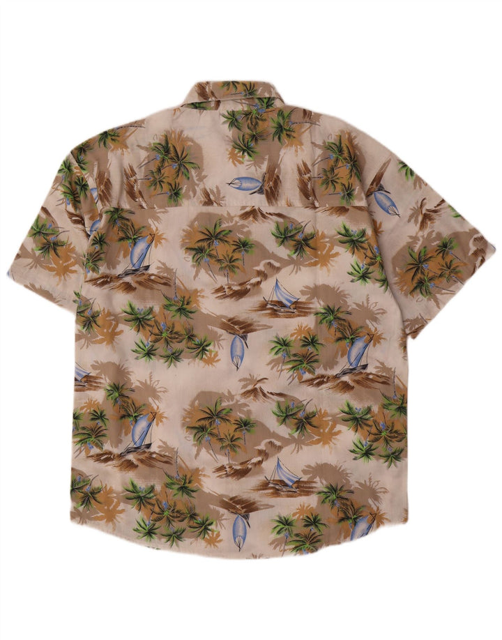 Identisk Hawaiiansk kortærmet skjorte til mænd Størrelse 39/40 Medium Beige Bomuld