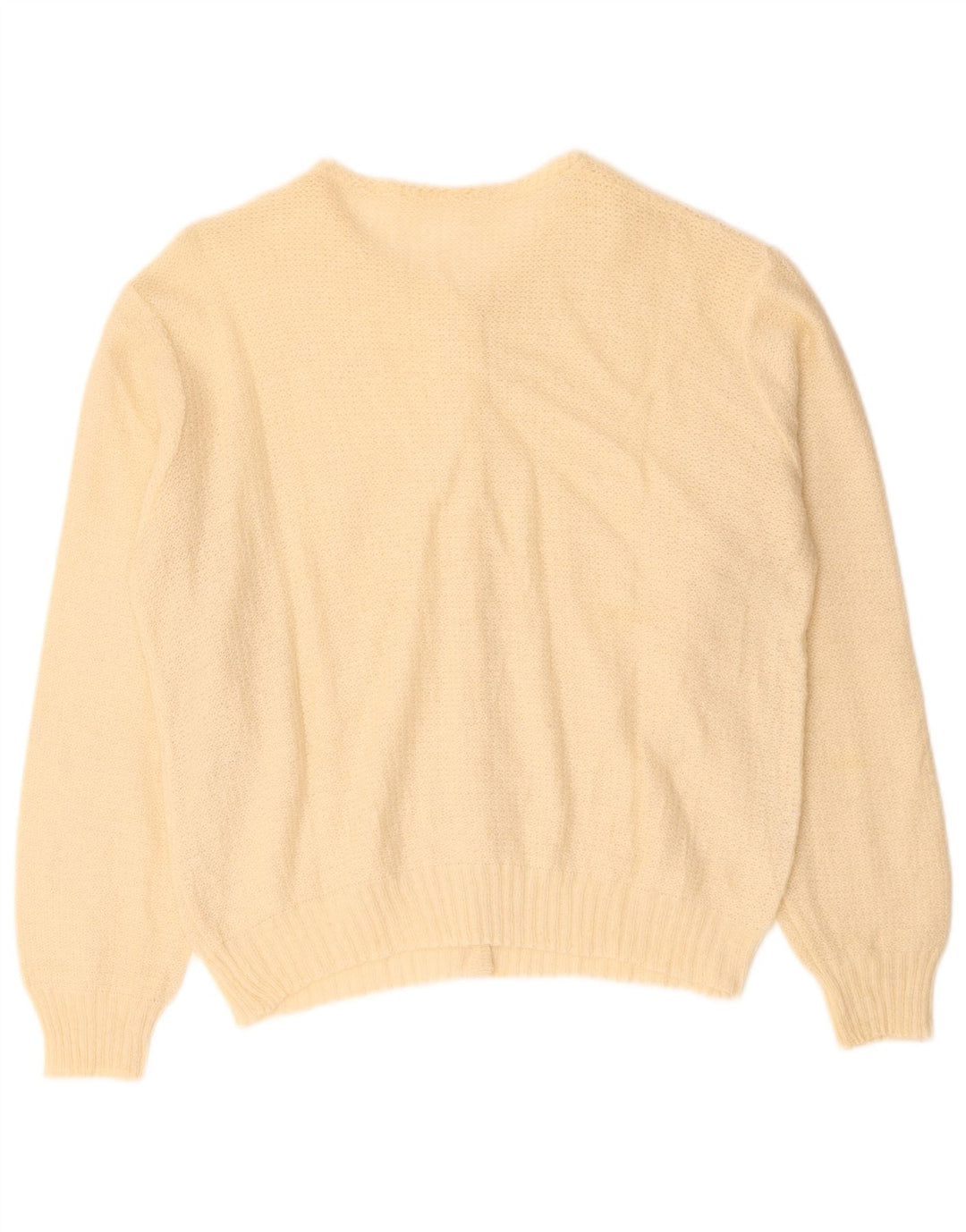 VINTAGE Dame Cardigan Sweater UK 14 Medium Beige Floral Mohair