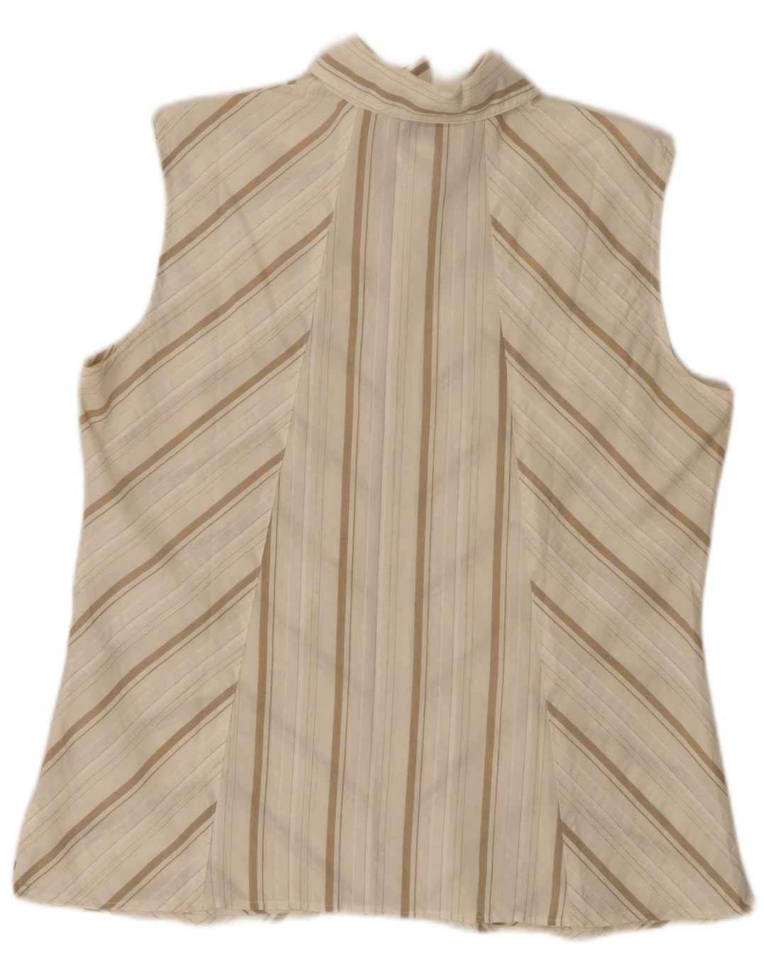 oltre Dame ærmeløs skjorte bluse UK 20 2XL Off White Chevron Polyester