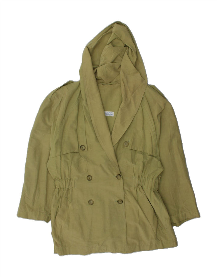 VINTAGE Womens Hooded Overcoat UK 12 Medium Green Viscose Vintage Vintage and Second-Hand Vintage from Messina Hembry 