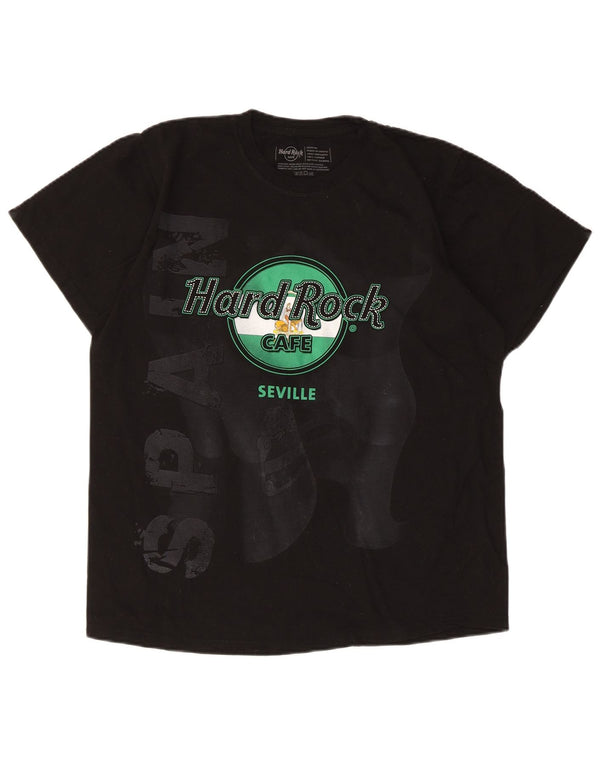 Hard Rock Cafe Dame Sevilla Grafisk T-Shirt Top UK 14 Medium Sort Bomuld