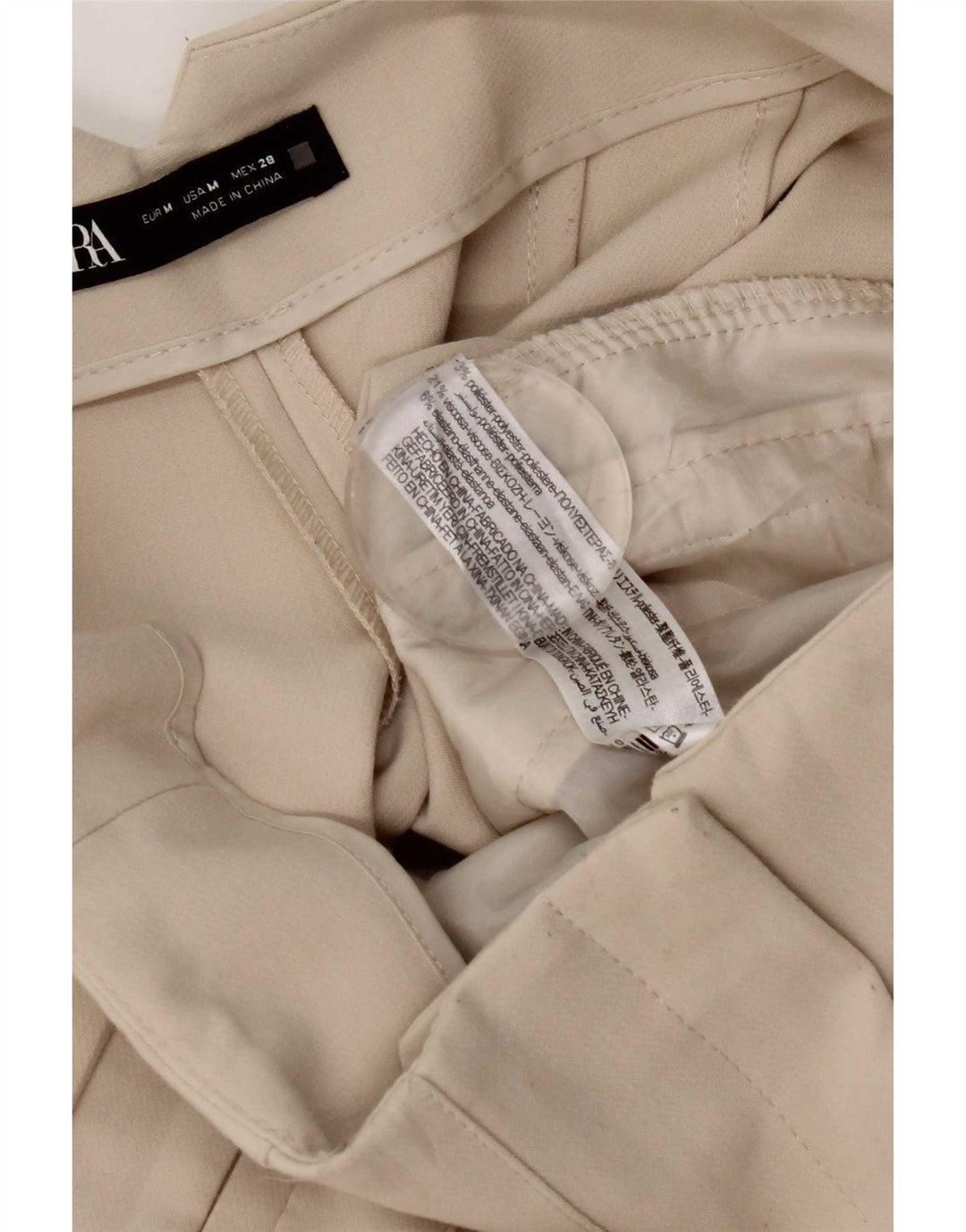 Zara koniske jakkesæt til kvinder Medium W28 L26 Off White Polyester