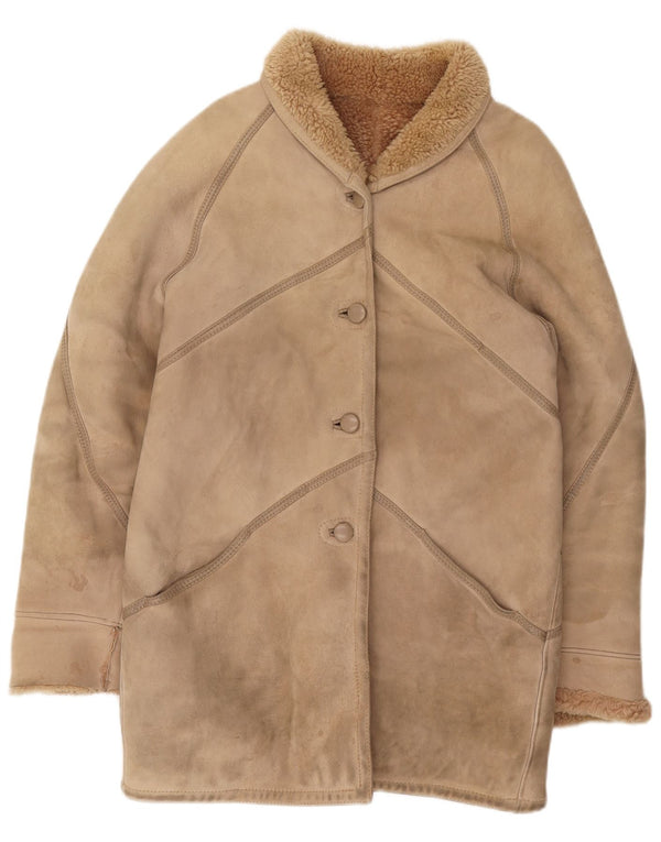 Vintage Dame Shearling Jacket IT 46 Large Beige Shearling