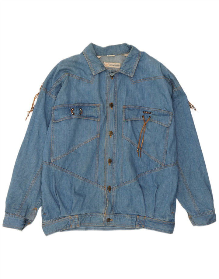Green Leaves Herre denimjakke UK 40 Large Blue Cotton
