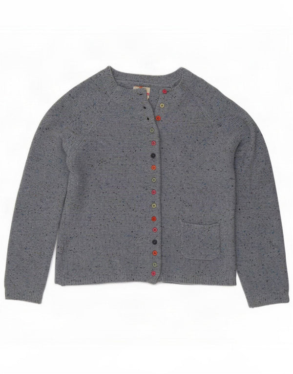 Heyton Womens Cardigan Sweater UK 12 Medium Blue Flecked Wool