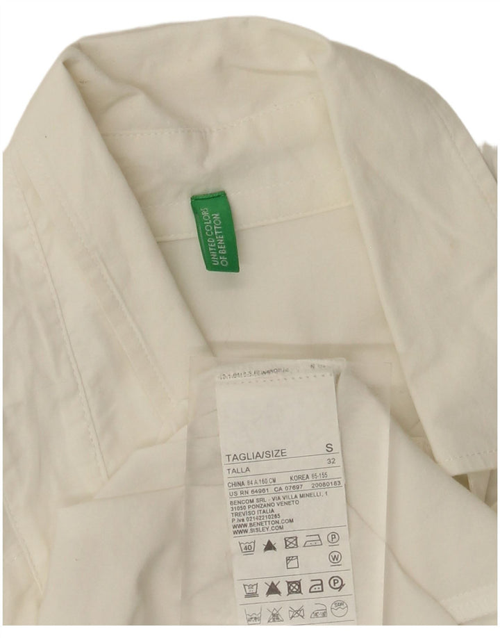Benetton Dame Pullover Shirt UK 10 Small White Bomuld