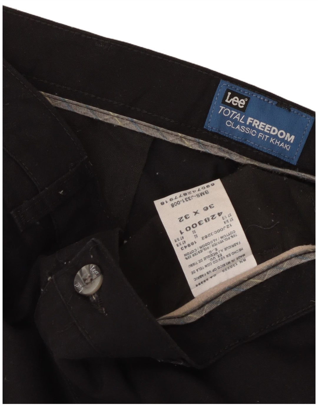 LEE Herre Total Freedom Classic Fit Straight Chino Bukser W36 L32 Sort