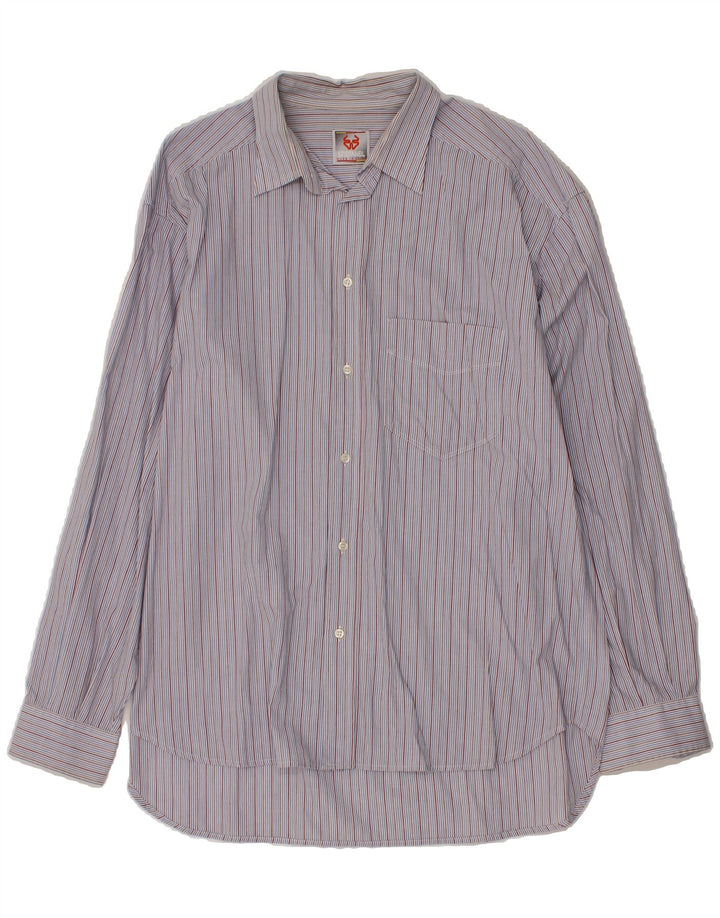 STEFANEL Mens Shirt Large Blue Striped Vintage Stefanel and Second-Hand Stefanel from Messina Hembry 