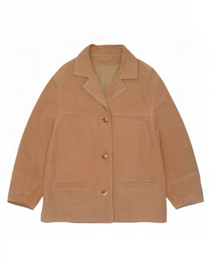 Donna Pelle Dame Ruskindsjakke IT 44 Medium Beige Læder