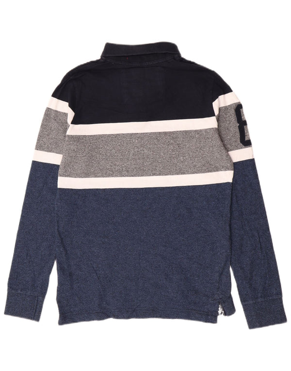 Superdry Boys Langærmet Rugby Polo Shirt 15-16 år XL Blå Colourblock