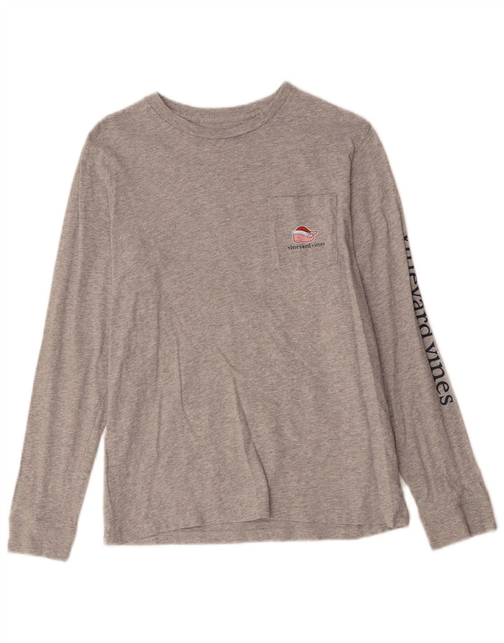 VINEYARD VINES Dame Grafisk Top Langærmet UK 14 Stor Grå Flecked