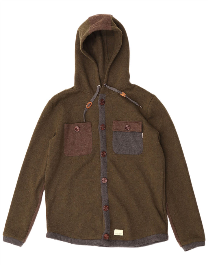 Anerkjendt Herre Hætte Cardigan Sweater XL Grøn Colourblock Polyester