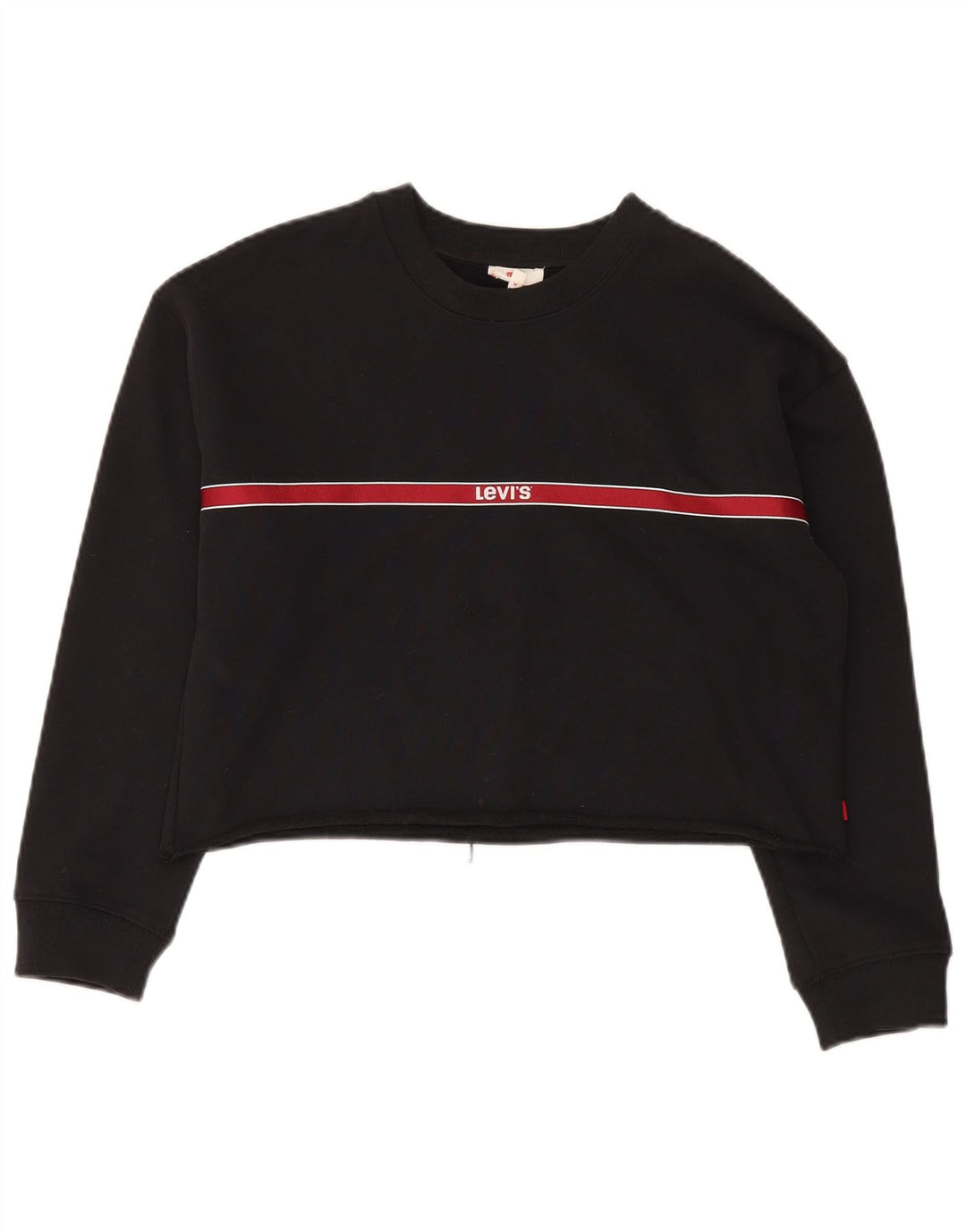 LEVI'S Womens Oversized Crop Sweatshirt Jumper UK 6 XS Sort Stribet