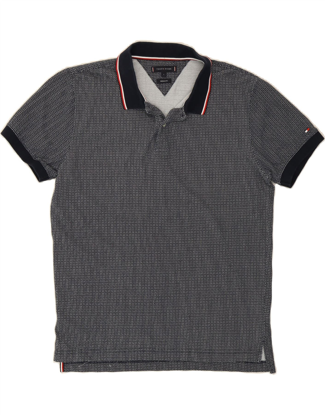 TOMMY HILFIGER Mens Regular Fit Polo Shirt Large Grey Check Cotton Vintage Tommy Hilfiger and Second-Hand Tommy Hilfiger from Messina Hembry 