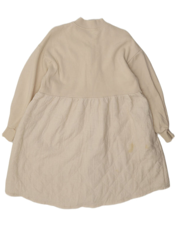 Zara Womens Full Zip Dress UK 14 Medium Off White Bomuld