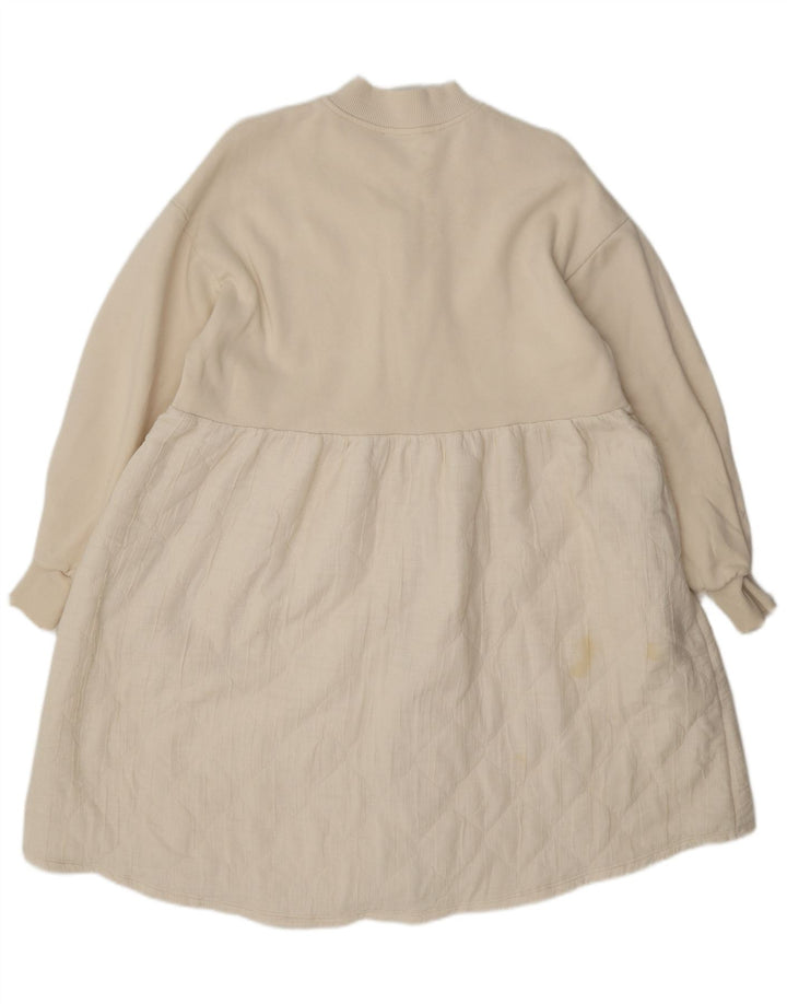 Zara Womens Full Zip Dress UK 14 Medium Off White Bomuld