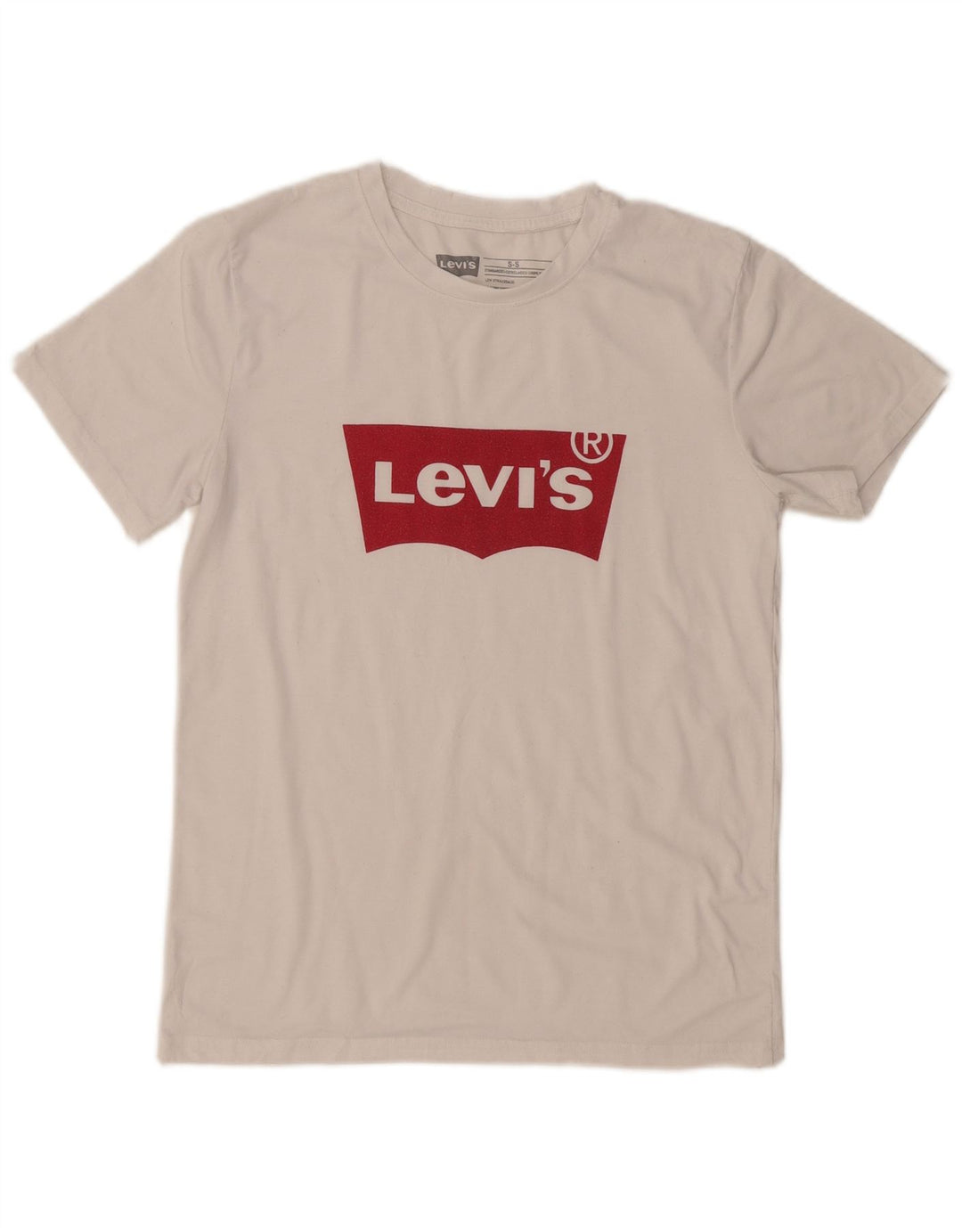 LEVI'S Dame Coupe Standard Grafisk T-Shirt Top UK 10 Lille Hvid