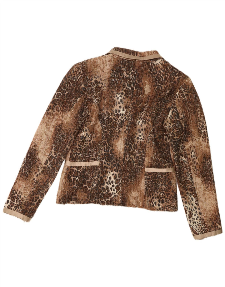 Renato Nucci Dame 2 Button Blazer Jacket IT 42 Medium Brown Animal Print
