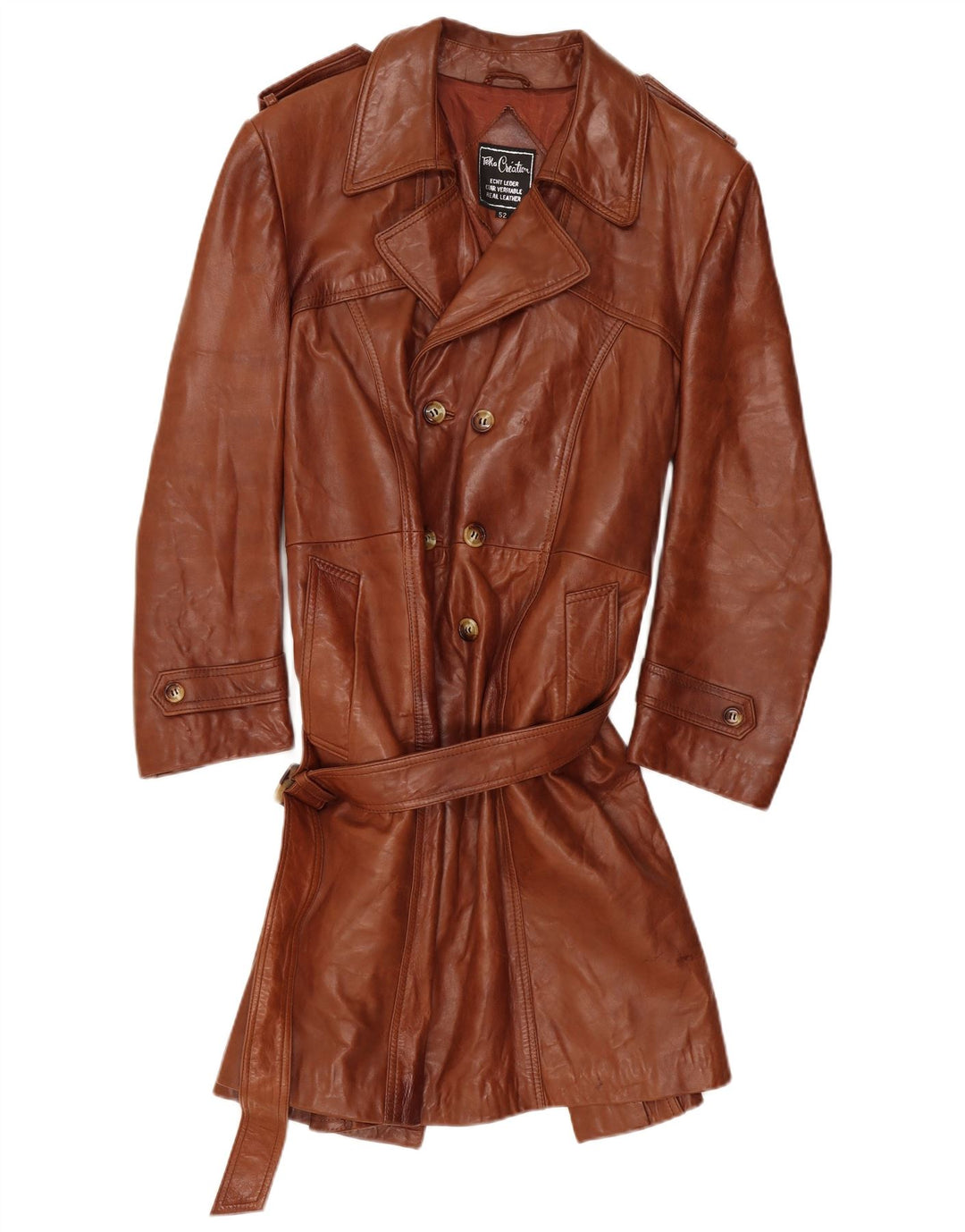 Vintage Herre Dobbeltradet Militærfrakke UK 36 Lille Brun