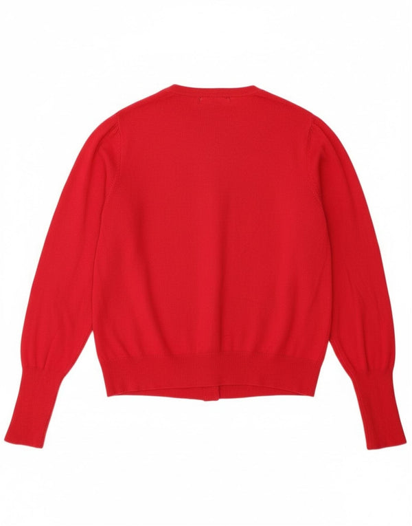 Marks & Spencer Womens Crop Cardigan Sweater UK 16 Large Red Viscose