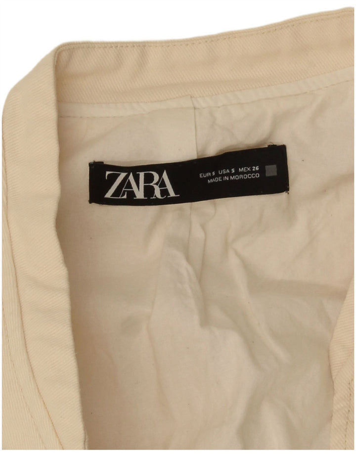 Zara Womens Crop Bomber Jacket UK 10 Small Off White