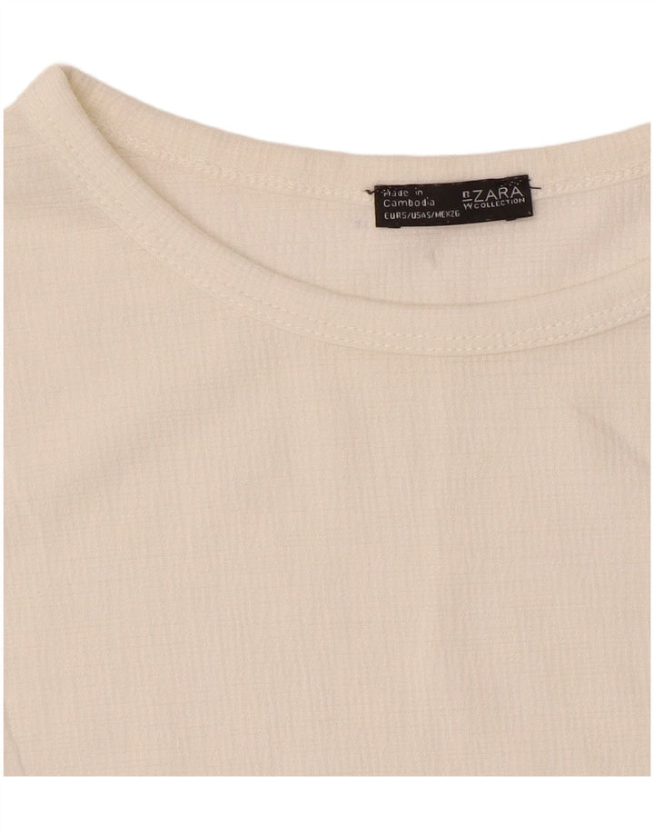 ZARA Womens Crop Loose Fit Blouse Top UK 10 Small White